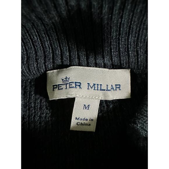 Peter Millar Pullover Mens Med Merino Wool Blend 1/4 Zip Sweater Dk Teal - Picture 5 of 6